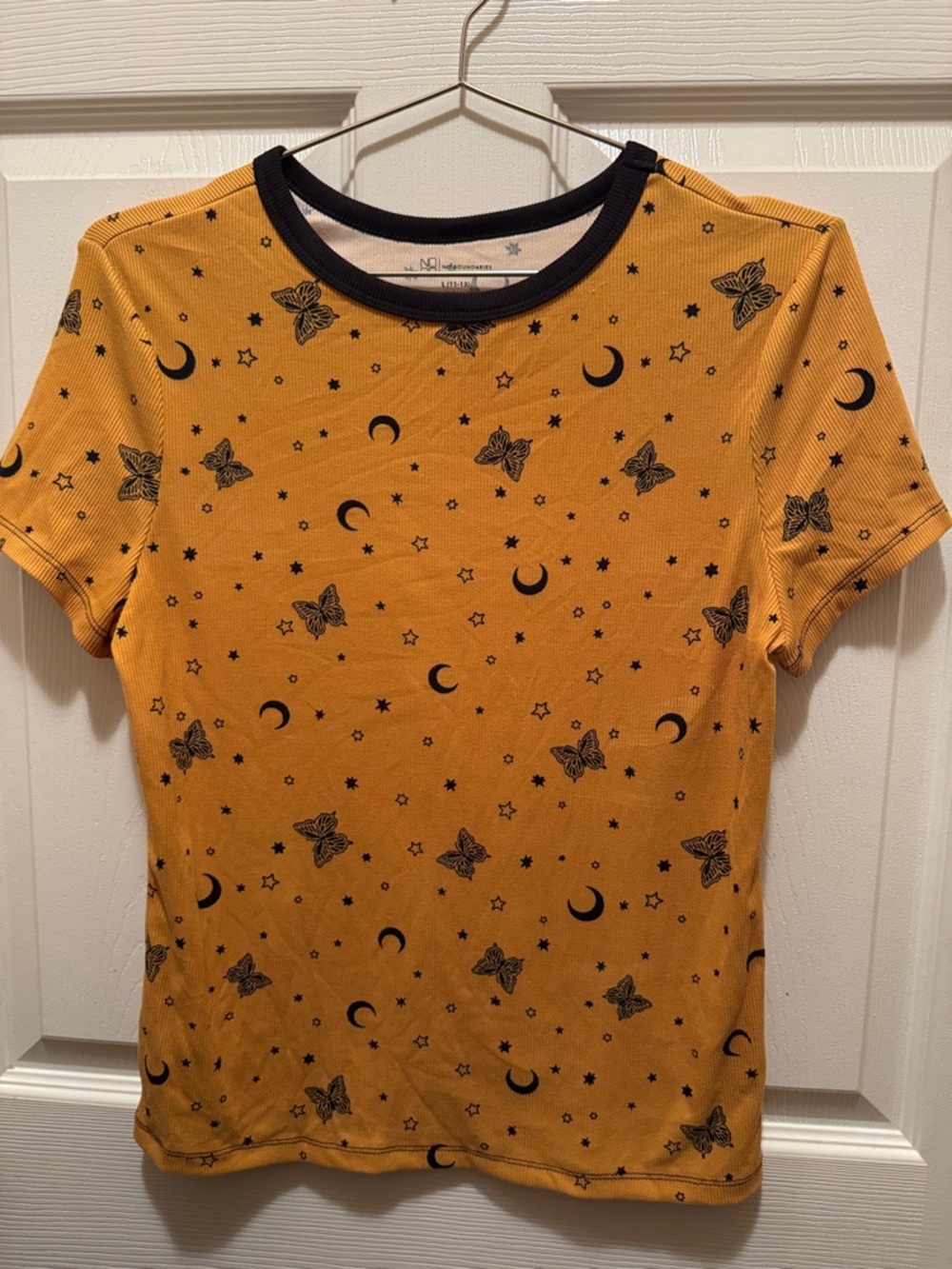 No Boundaries Mustard Yellow Graphic Tee with Black Trim